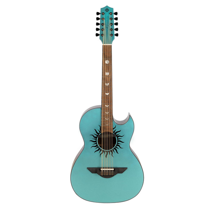 H. Jimenez Painted Top Cutaway Electric Bajo Quinto w/Case - Glossy Turquoise Sparkle (LBQ1GXE-CN)