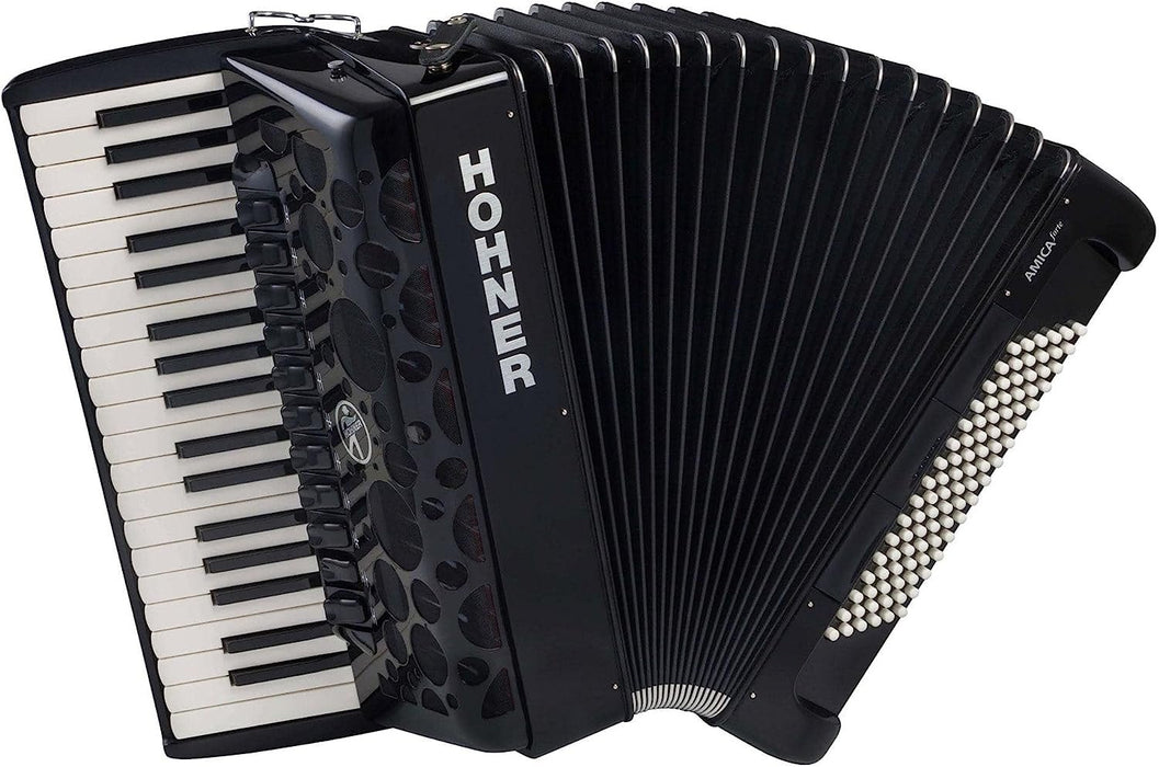 Hohner Amica Forte IV 96 Piano Accordion Included Gigbag and Straps - Jet Black