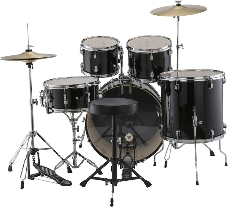 Ludwig Accent Drive 5-Piece Complete Drum Set with 22" Bass Drum - Black Sparkle (LC19511)