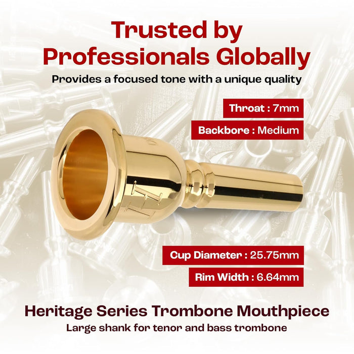 Denis Wick Heritage Trombone Mouthpiece Gold-Plated 3180G-5BS Small Shank