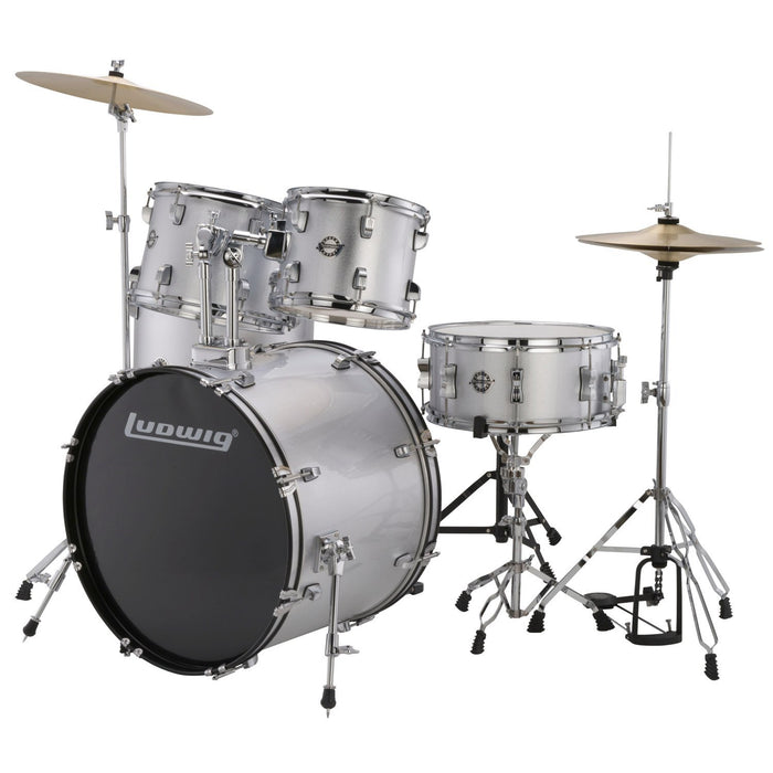 Ludwig 5 Piece Accent Drive Complete Drum Package with Cymbals (Black)