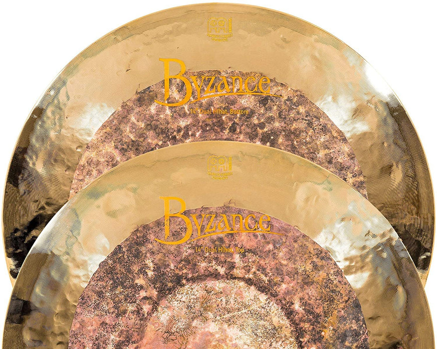 Meinl Cymbals Byzance 14" Dual Hihats, Pair — MADE IN TURKEY — Hand Hammered B20 Bronze, 2-YEAR WARRANTY, B14DUH