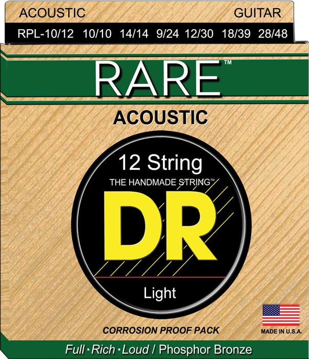 DR Strings Rare Phosphor Bronze 12 String Acoustic Strings - Lite (RPL-10/12)