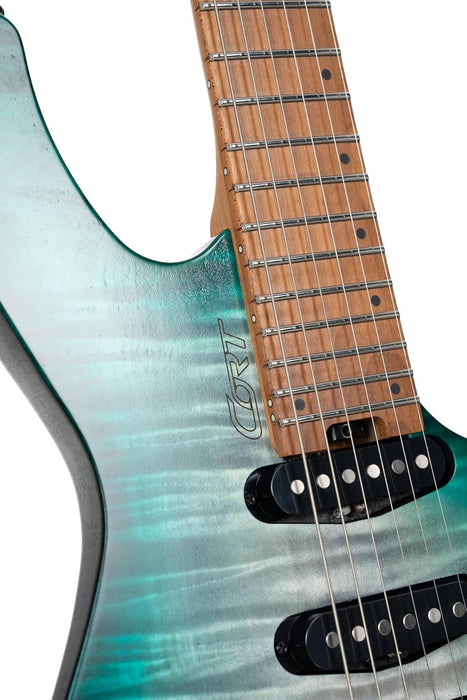 Cort SPACEG6TRSGLG Space G6TR Headless Electric Guitar Semi Gloss Lagoon