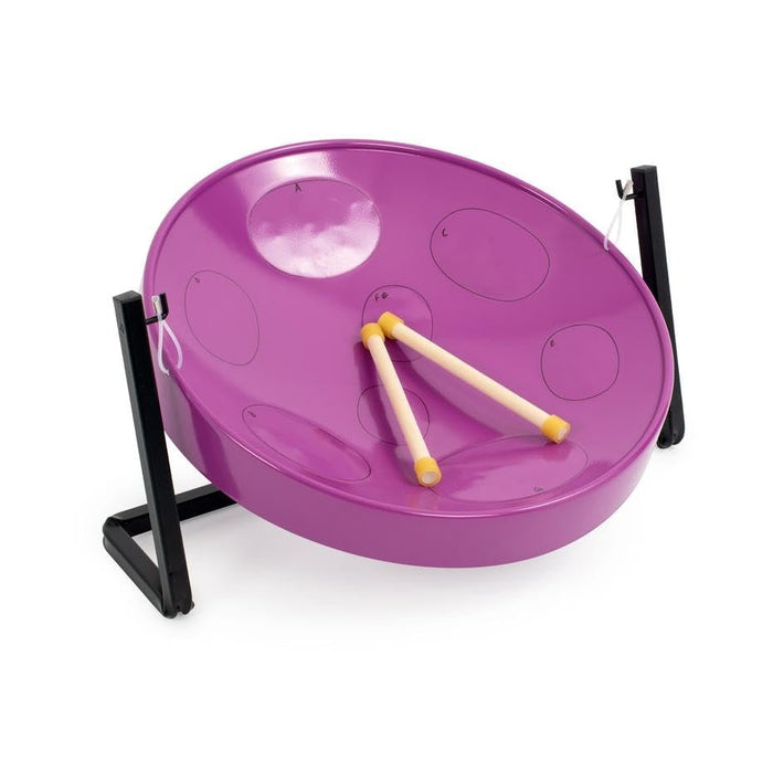 Panyard W1092 Jumbie Jam Educator Purple Steel Drum Pan 4-Pack with Metal Tube Table Stand