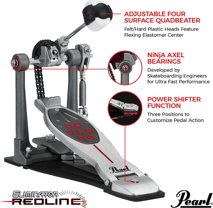 Pearl Eliminator Redline Chain Drive Single Bass Drum Pedal (P2050C)