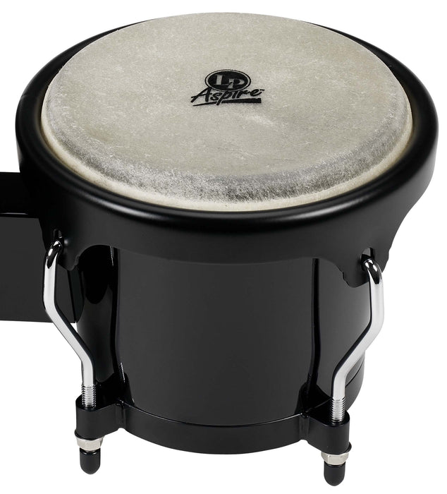 LP Aspire Fiberglass Bongo Set, Black with Black Hardware (LPA601F-BK)