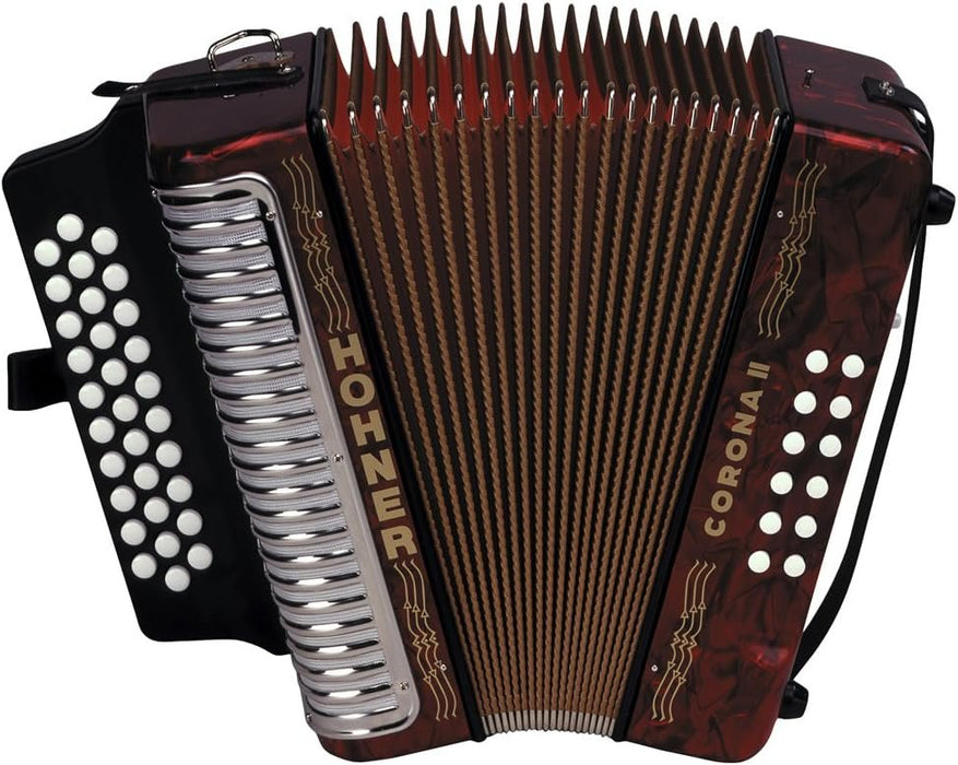 Hohner Corona II Diatonic Accordion in FBbEb - Pearl Red (3500FR)