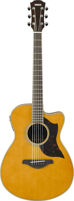 Yamaha 6 String Small Body Acoustic-Electric Guitar, Mahogany, Concert Cutaway - Vintage Natural (AC1M VN)