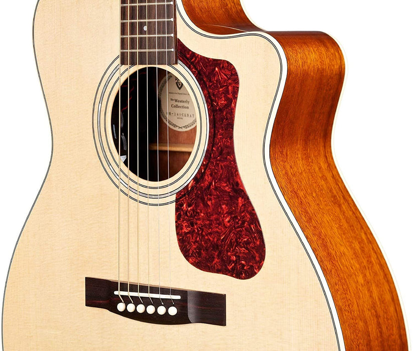 Guild Guitars 6 String OM-140CE Acoustic Guitar, Solid Woods, Westerly Collection, with Premium Gig Bag, Right, Natural Gloss (384-2405-721)