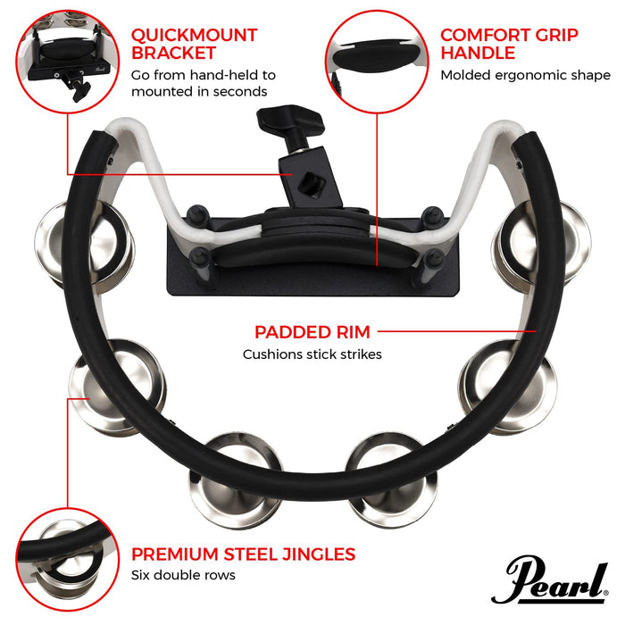 Pearl Drum Set Tambourine, White (PTM10SHX)