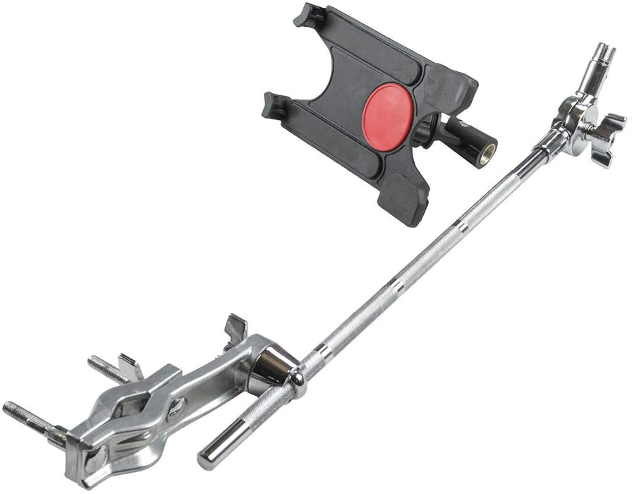 Gibraltar Tablet Holder with Boom Arm and Clamp, Drum Kit Accessory, Secure Tablet Mount with Multi-Angle Positioning, Portrait or Landscape View, Fits Most Cymbal Stands (SC-TMLBA)