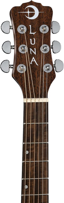 Luna Guitars 6 String Wabi Sabi Folk Solid Top Acoustic/Electric Guitar, Satin Natural, Right, E