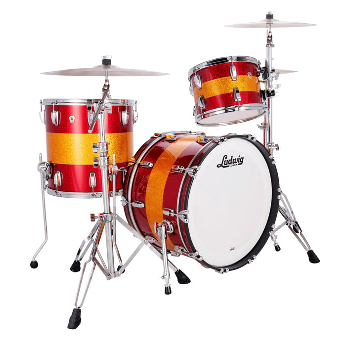 Ludwig Classic Maple Fab 3-piece Shell Pack - Red/Gold Tri-band