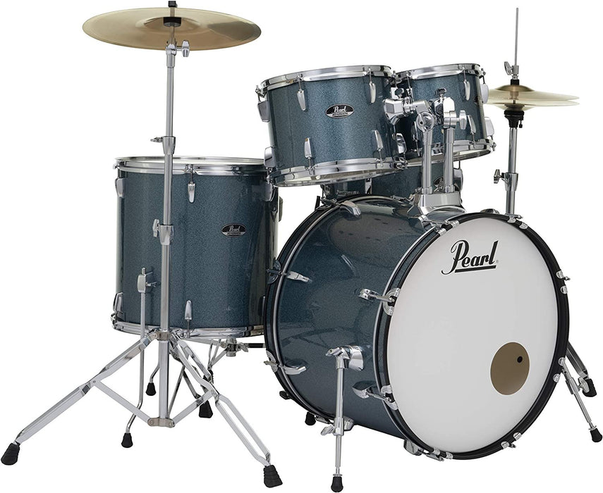 Pearl Roadshow 5-piece Complete Drum Set with Cymbals - 22" Kick - Aqua Blue Glitter