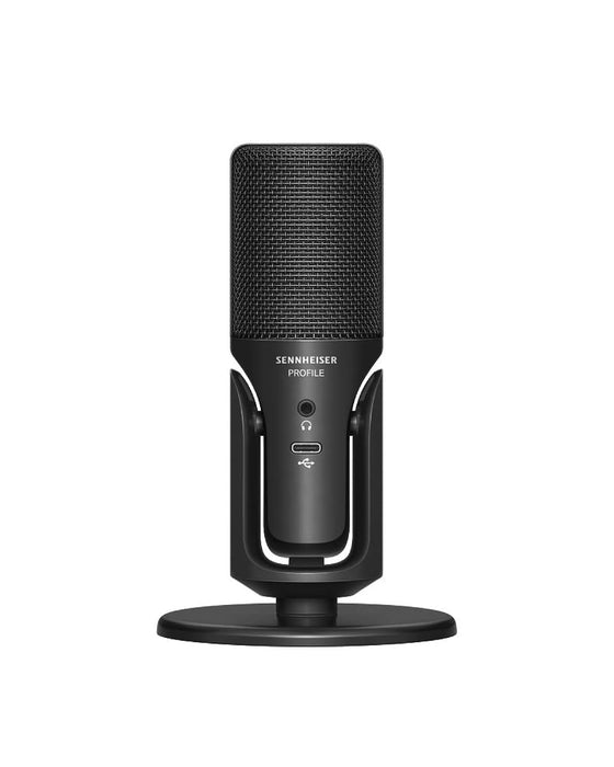 SENNHEISER Professional Profile - USB Cardioid Condenser Microphone & Table Stand, 1.2 m USB-C Cable - Mute Button, Built-in Headphone Jack, Gain, Mix & Volume Control, for PC & Mac,Black