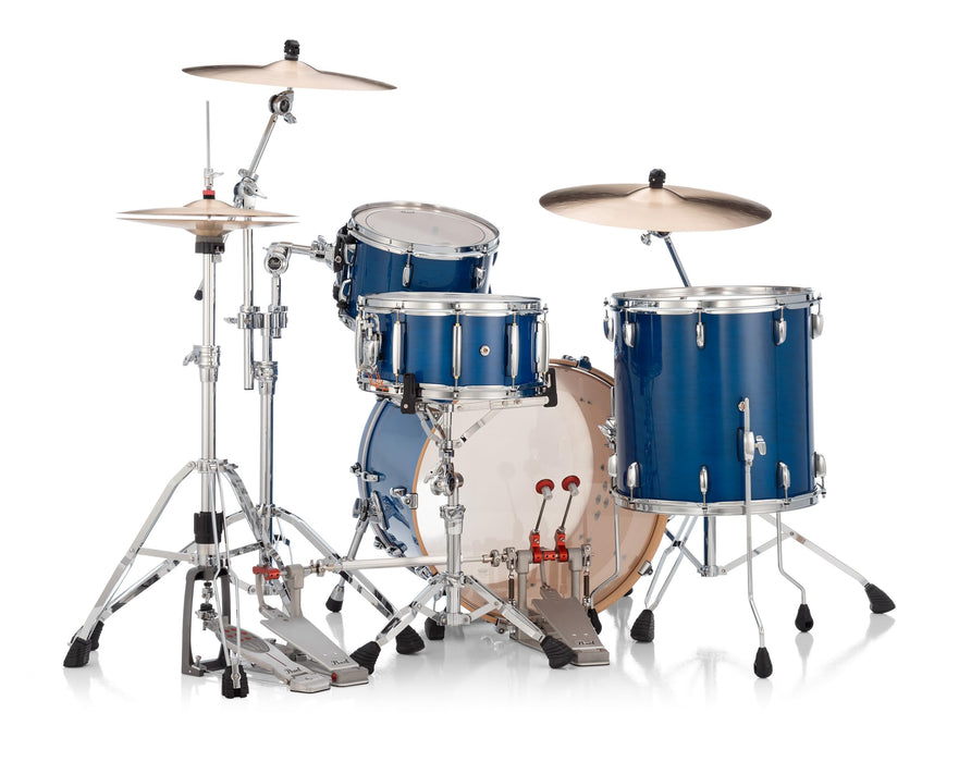 Pearl PMX Professional Series 3-Piece Drum Shell Pack (22x16, 16x16, 12x8) Sheer Blue with Optimount