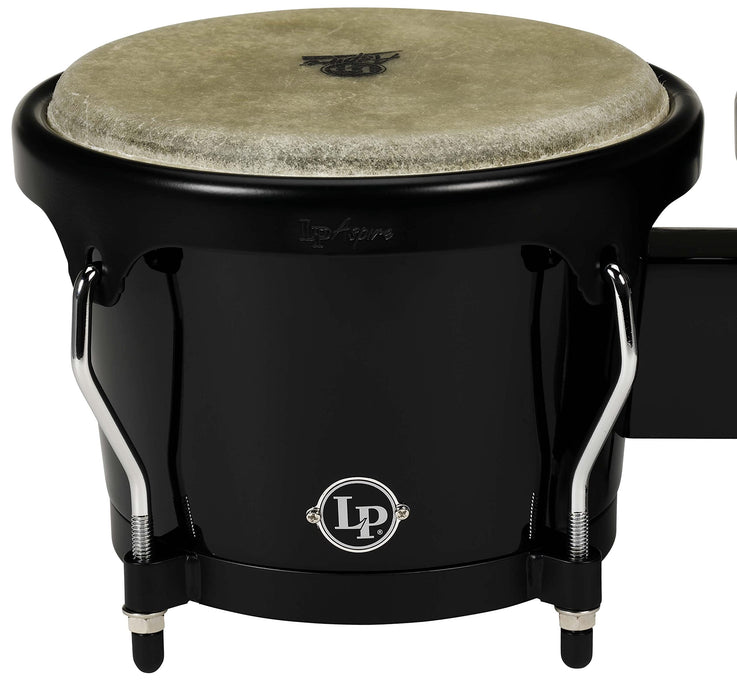 LP Aspire Fiberglass Bongo Set, Black with Black Hardware (LPA601F-BK)