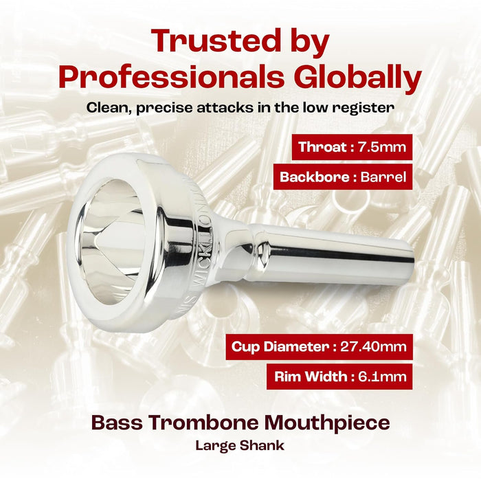 Denis Wick Classic Trombone Mouthpiece Silver Plated, 5880-12CS - V-Type Design for Balanced Tone & Smooth Response - Small Shank Fitting Trombone Accessory 24.7 x 6.5 x 6.1mm