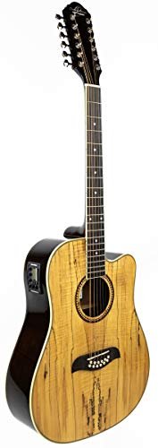 Oscar Schmidt Dreadnought (12 String) Cutaway Acoustic Electric Guitar, Spalted Maple (OD312CESM-A-U)