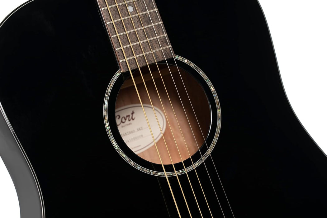 Cort EARTH60BK Earth 60 Dreadnought Acoustic Guitar Black Gloss