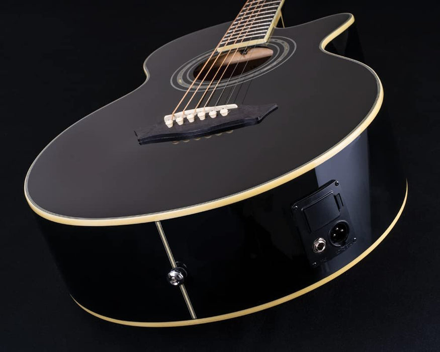 Washburn Festival Series Mini Jumbo Cutaway Acoustic Electric Guitar, Black (EA12B-A-U)