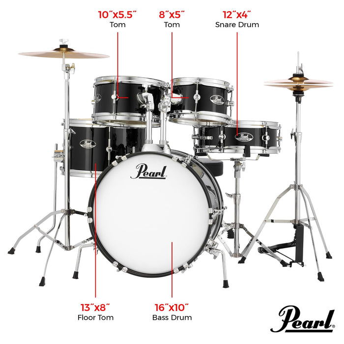 Pearl Roadshow Jr. 5 Piece Drum Set with Hardware and Cymbals - Pure White (RSJ465C/C33)