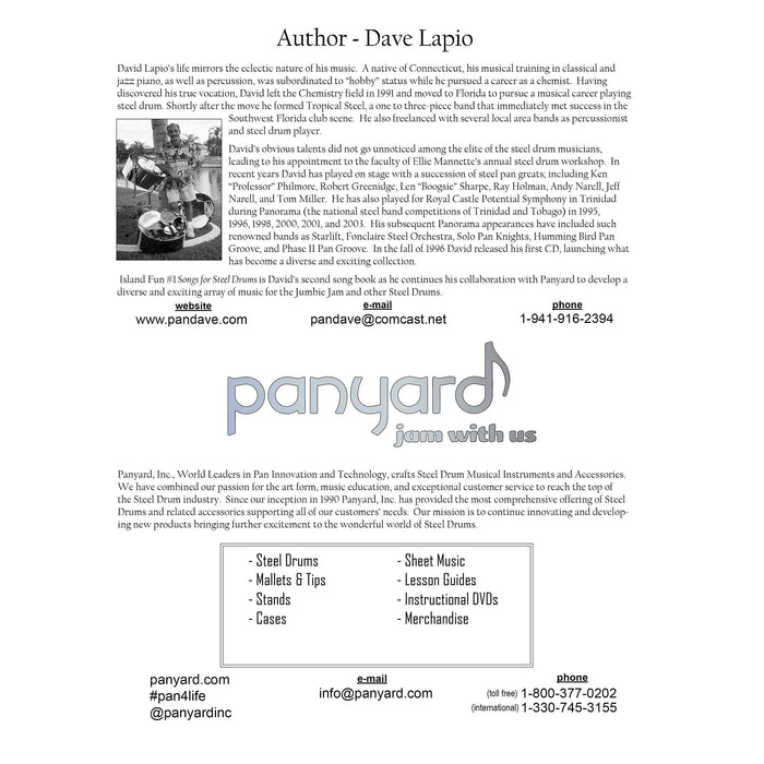 Panyard Jumbie Jam Island Fun #1 Song Book