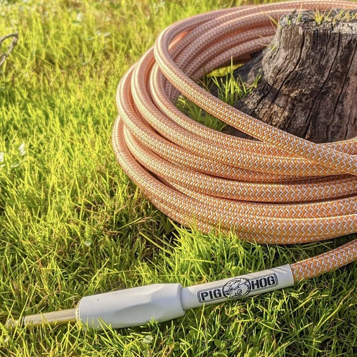 Pig Hog Orange Creme 2.0 Guitar Bass Cable, 10ft - Straight-Right Angle (PCH102OCR )