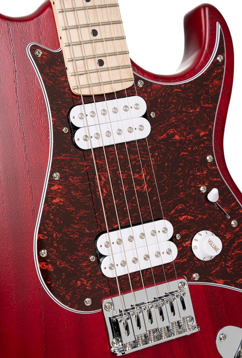 Cort G100 HH G Series Double Cutaway Electric Guitar, Open Pore Black Cherry