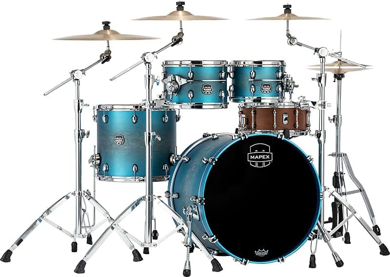 Mapex Saturn Evolution Classic Maple 4-Piece Shell Pack - Exotic Azure Burst Lacquer (SE529XEMPT)