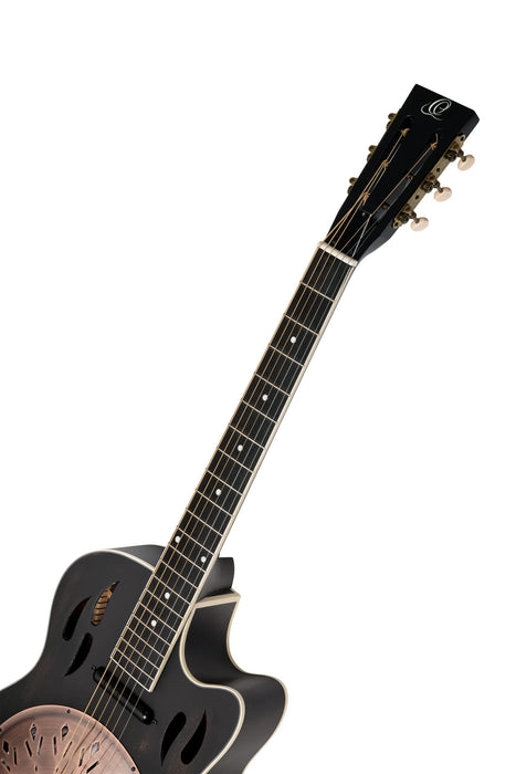 Ortega Guitars 6-String Americana Series Acoustic-Electric Resonator Guitar - Distressed Black (RRG40CE-DBK)