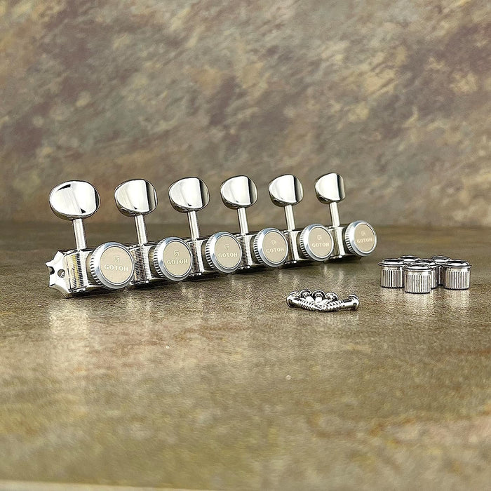 Gotoh Nickel Locking Tuners, 6-in-a-line, Magnum Lock Trad (SD91-MGT-05M-L6-N)