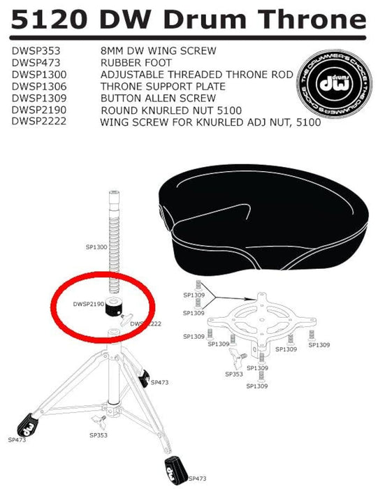 DW Round KNURLED NUT 5100