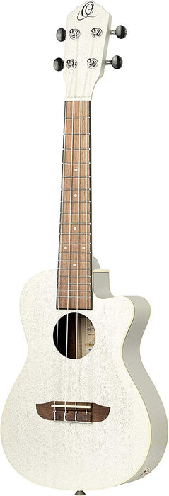 Ortega Guitars, 4-String Earth Series Concert Acoustic/Electric Ukulele, Right, Silver, (RUSILVER-CE)