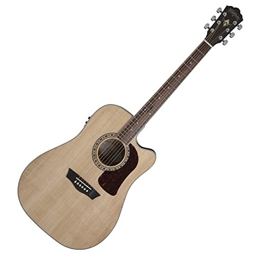 Washburn Heritage 10 Series Dreadnought Cutaway Acoustic Electric Guitar, Natural (HD10SCE-O-U)