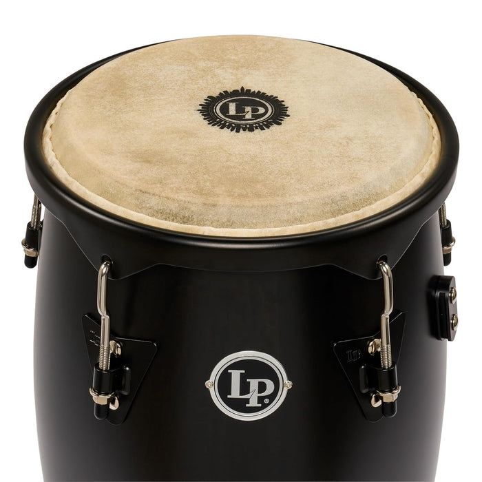 Latin Percussion LP646NYII City II Series Conga Set with Double Stand 10” & 11” Black