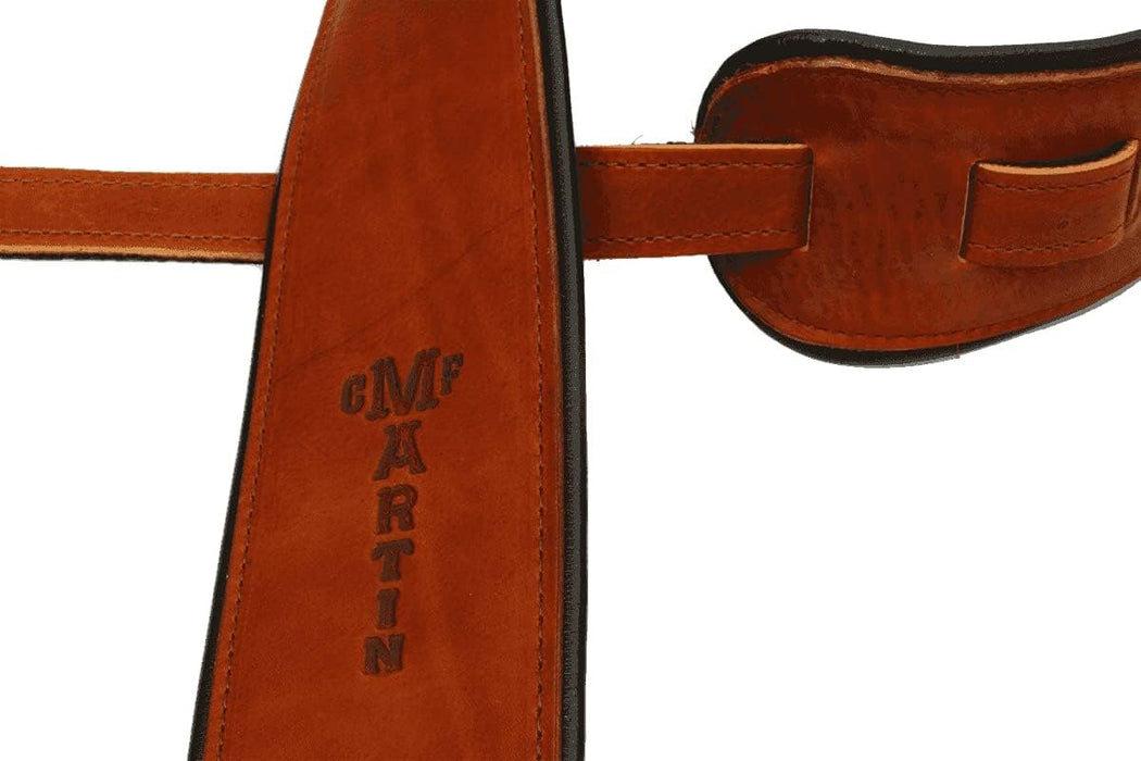 Martin Archery Premium Rolled Brown Leather Guitar Strap (18A0028)