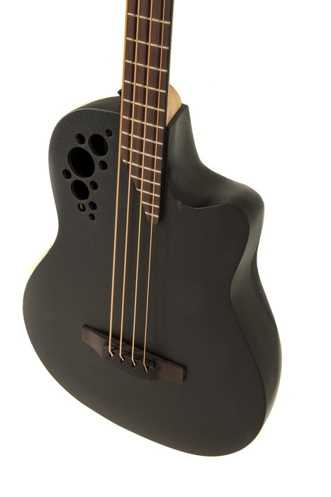 Ovation E-Acoustic Bass Pro Series Elite B778TX Mid Cutaway - 4-String - Solid A-Grade Sitka Spruce Top - Lyrachord Body - Strings Adamas Nuova Coated - Black Textured - B778TX-5-G