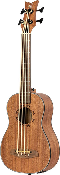 Ortega Guitars 4 String Lizard Series Acoustic-Electric Uke-Bass w/Bag, Right (LIZZY-BS-GB)