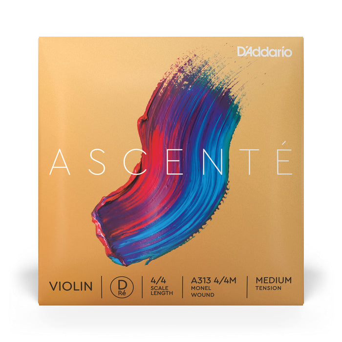 D'Addario Ascente Violin Strings A313 4/4M D String - Synthetic Core, Ball Ends, Medium Tension
