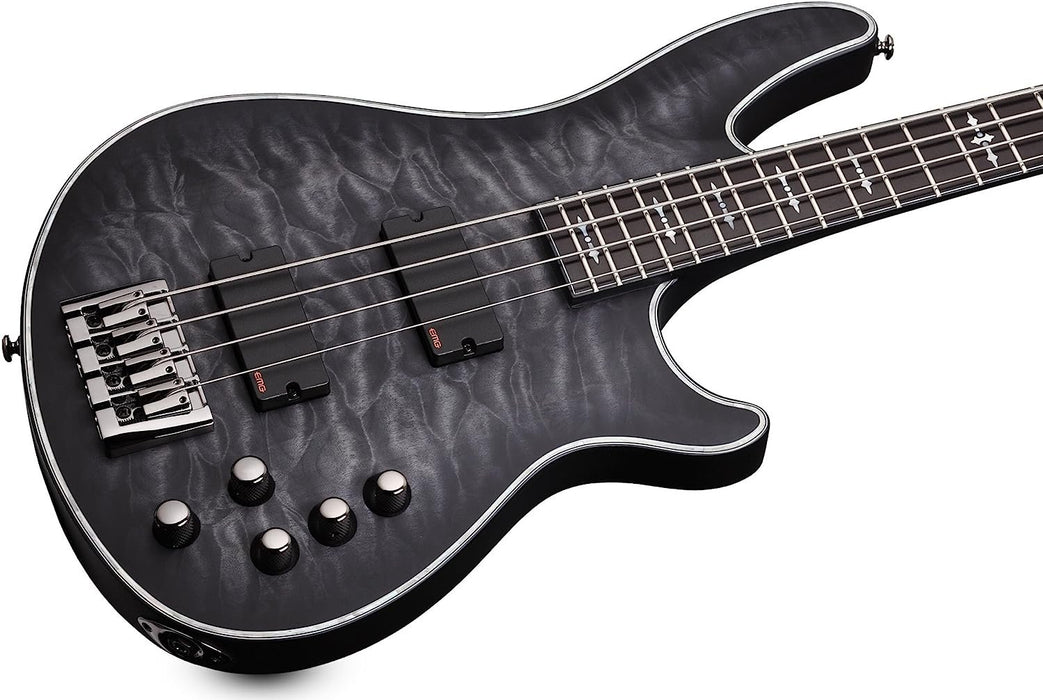 Schecter Hellraiser Extreme-4 4-String Bass Guitar, See-Thru Black Satin