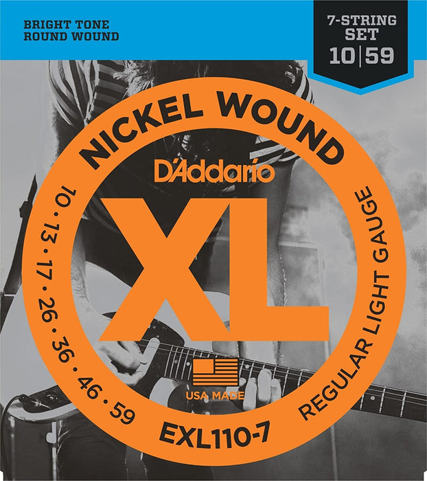 D'Addario Electric Guitar Strings | 3 pack | 7 string set | EXL110-7 | Light