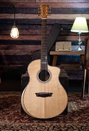 Washburn Allure Bella Tono Studio Cutaway Acoustic Electric Guitar, Gloss Natural (BTSC56SCE-D-U)