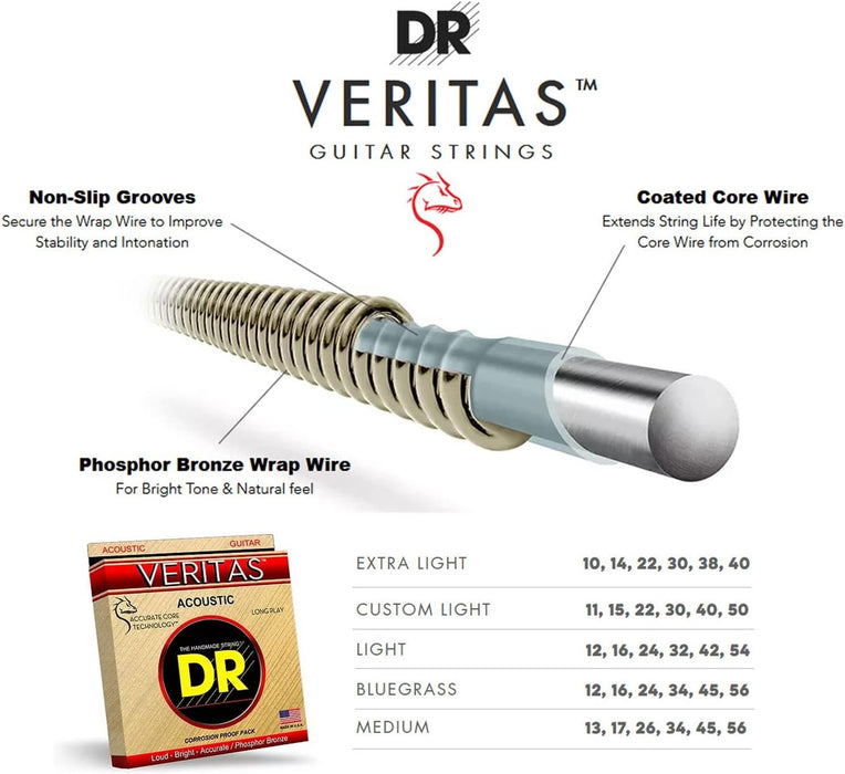 DR Strings Veritas Phosphor Bronze Acoustic Guitar String 11-50 (VTA-11)