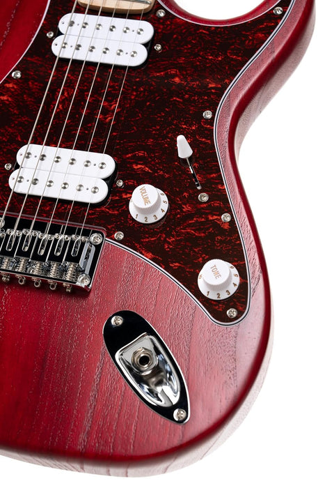 Cort G100 HH G Series Double Cutaway Electric Guitar, Open Pore Black Cherry