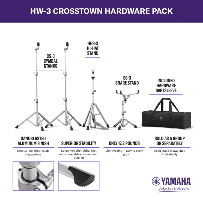 Yamaha Lightweight Premium HW-3, 4-piece Crosstown Hardware Pack, Hardware Every Gigging Drummer Must Have