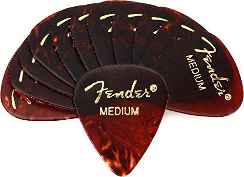 Fender Classic Celluloid Guitar Picks 351 Shape, Black, Extra Heavy, 12-Pack