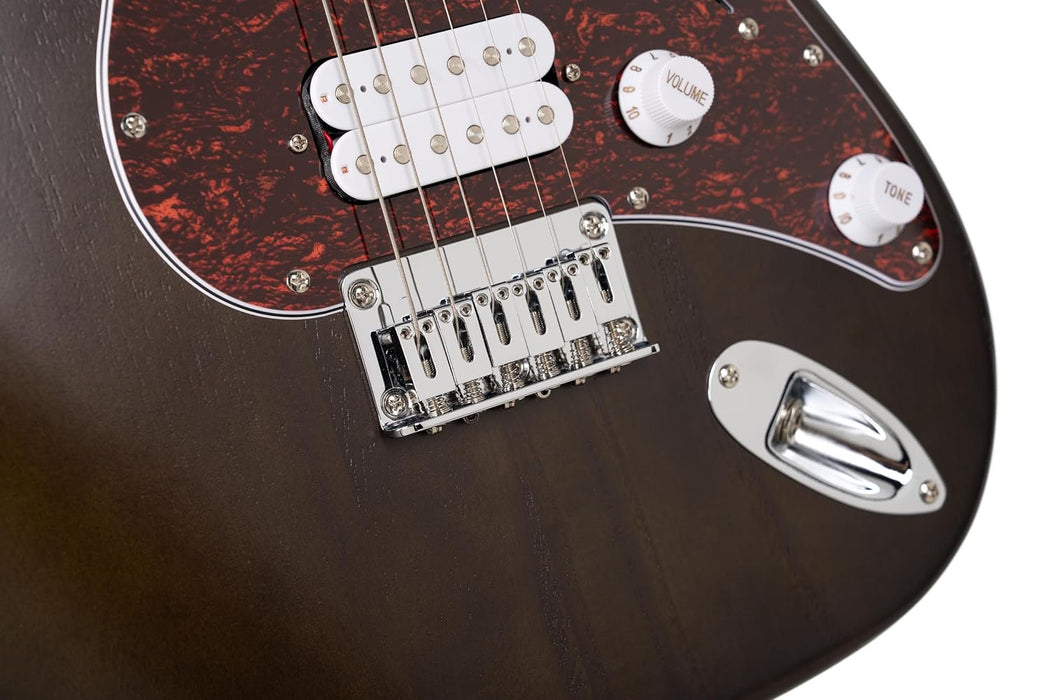 Cort G100 HH G Series Double Cutaway Electric Guitar, Open Pore Walnut