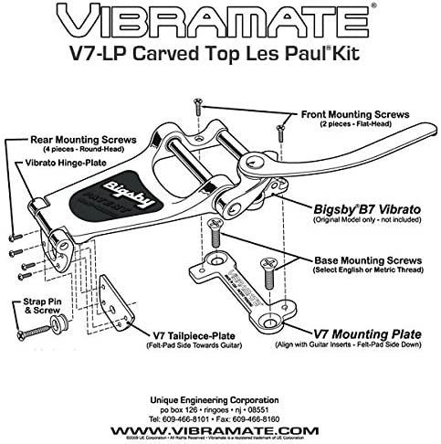 Vibramate V7-LP Les Paul Adaptor Mounting Kit, For Bigsby B7, Aluminum